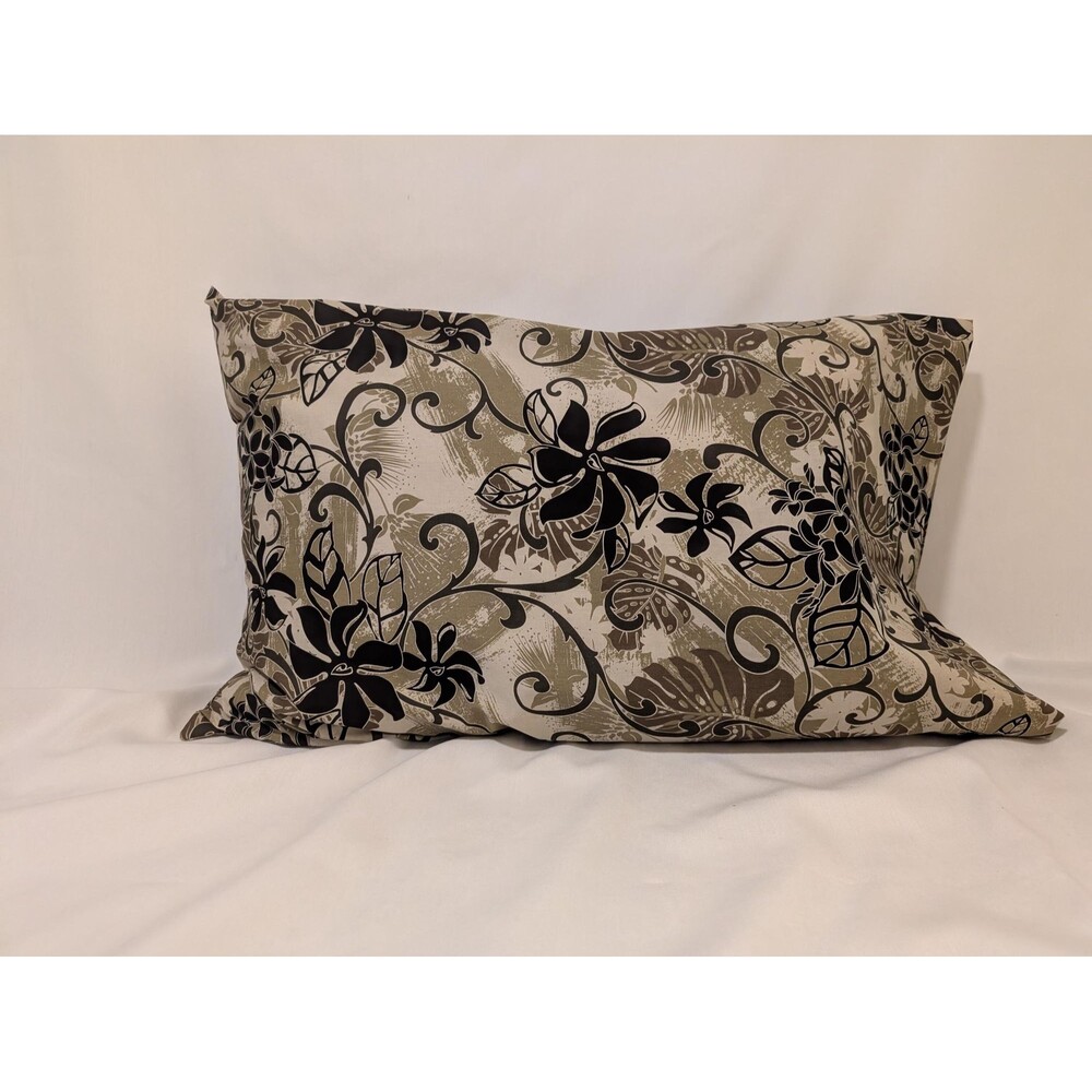Tan Poly-Cotton Pillowcase w/ Monsteras, Plumeria, and Lehua | Handmade